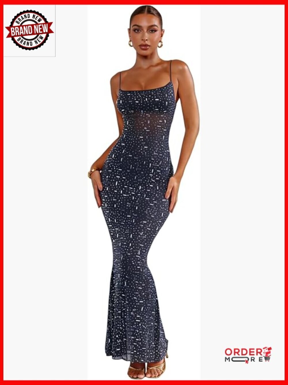 Mesh Rhinestone Cover Up Dress Sparkle Beach Swimwear Sheer Maxi